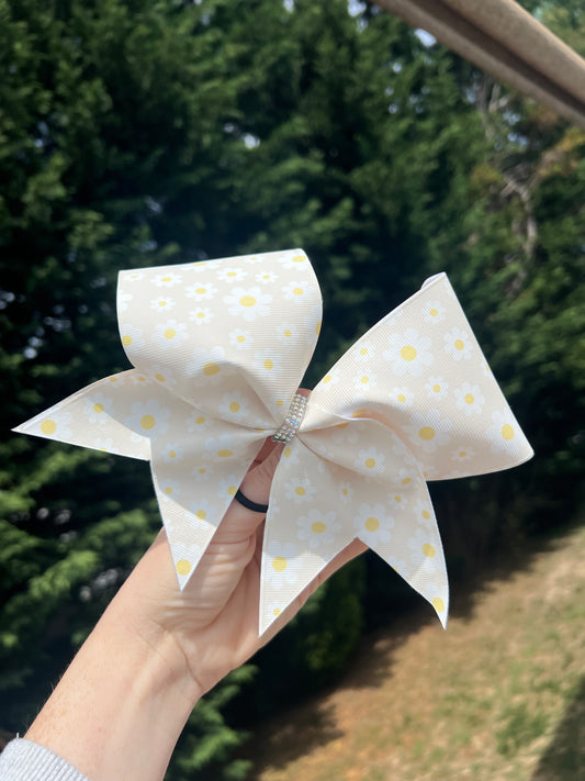 Spring Floral Yellow and White Full Size Hairbow