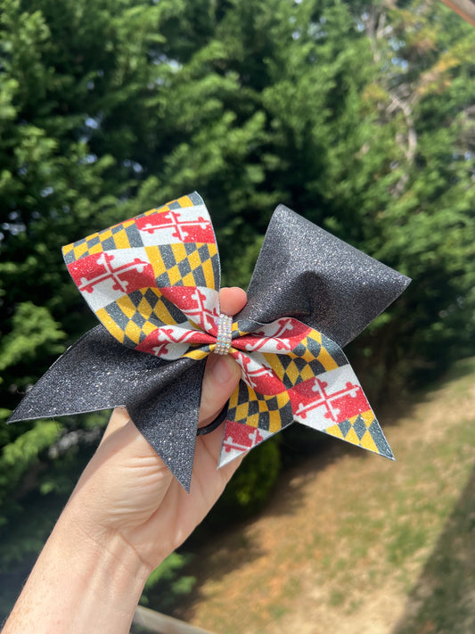 Maryland Flag Glitter Cheer Bow