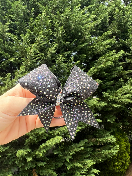 Black Glitter and Rhinestone Mini Key Chain