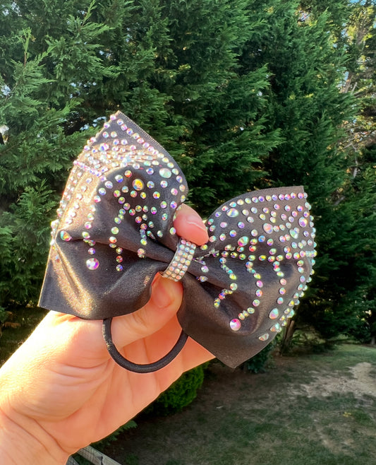 4 inch Black Satin Rhinestone