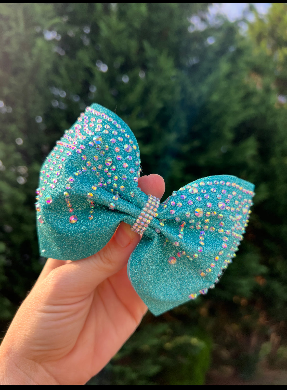 4 inch Teal Glitter Rhinestone Tailess