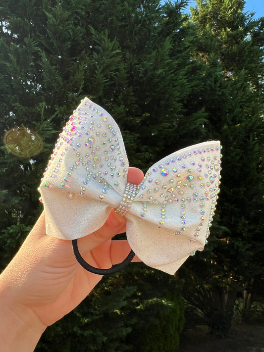 4 inch White Glitter Rhinestone